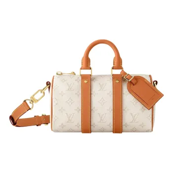 LOUIS VUITTON KeepallBandoulière Monogram Canvas Travel Bag Men's Ecru