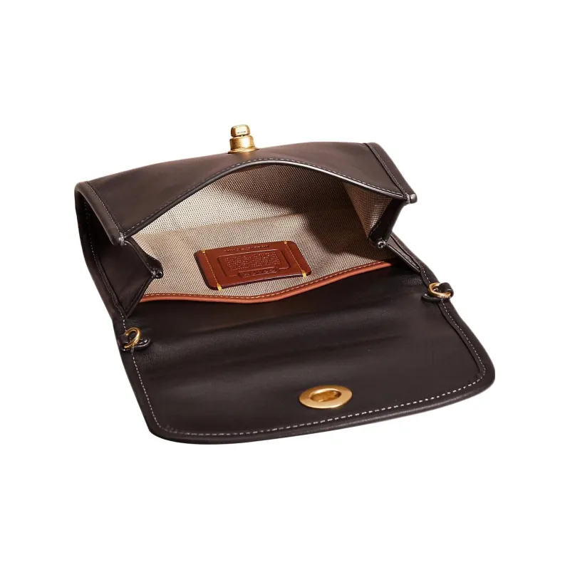 COACH Kip Leather Shoulder Bag, Crossbody Bag, Handbag Small Size Women's Black-2