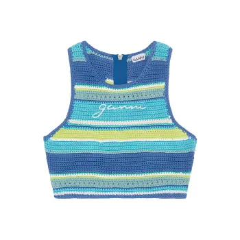 GANNI Tank Top Bikini Swimwear Women's Blue Citrus Wine