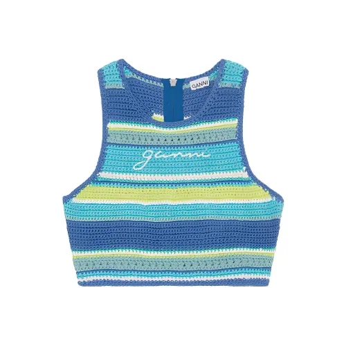 GANNI Tank Top Bikini Swimwear Women's Blue Citrus Wine
