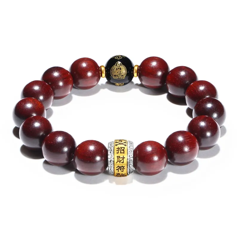 PUTUOSHANWENCHUANG Bloodwood Wooden Bracelets Unisex-8
