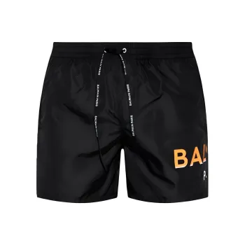 BALMAIN Logo print Drawstring Swim Shorts