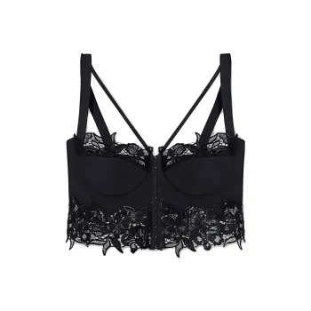 VERSACE Floral Lace-Detailed Sleeveless Corset Top