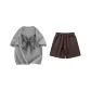 Set (Light Gray Short-Sleeved Shirt+Coffee Shorts)