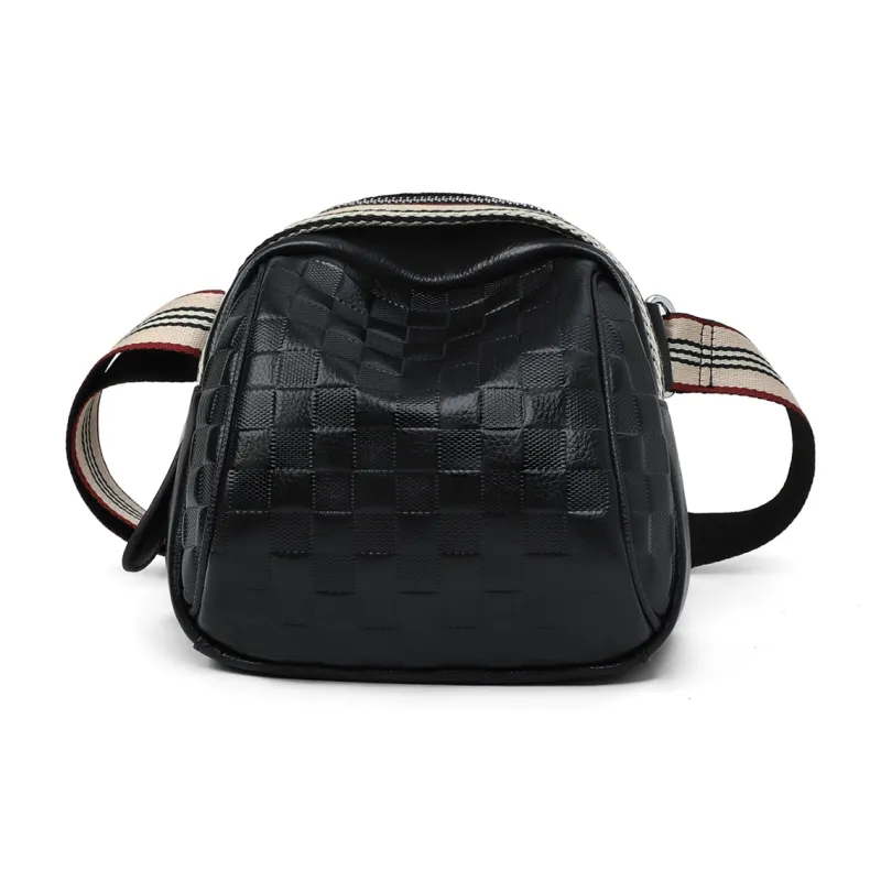 PT'SON Cow Leather With Synthetic Leather Shoulder Bag, Crossbody Bag, Dome Bag Regular Women's Black-4