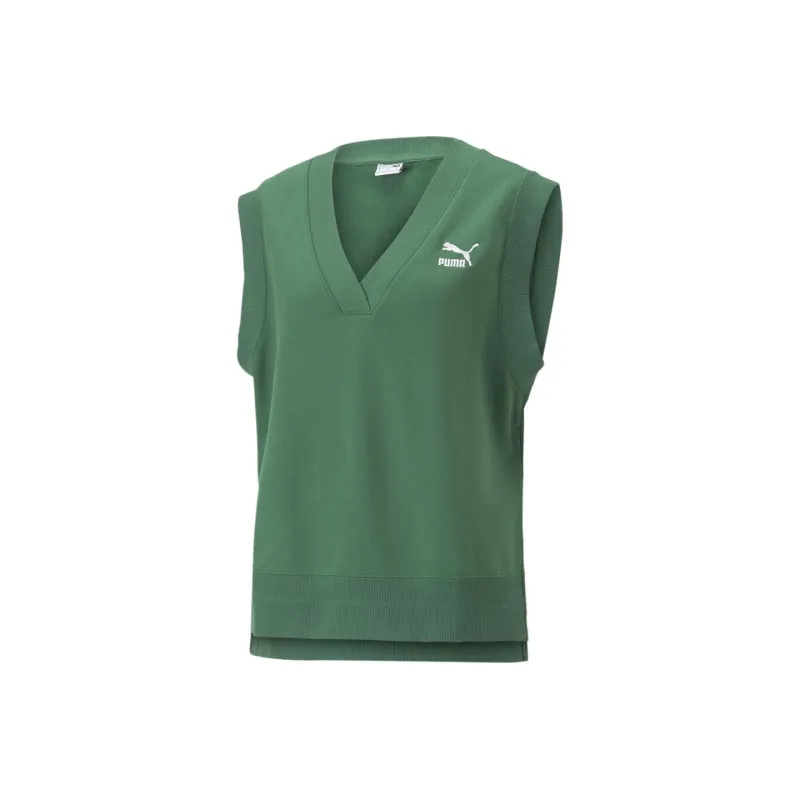 PUMA CLASSICS V Neck Vest Tank Top Women's Green-0