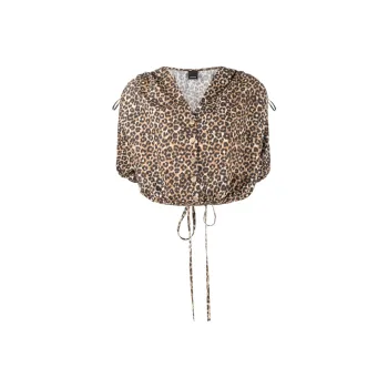 PINKO Leopard Printed Cropped Blouse