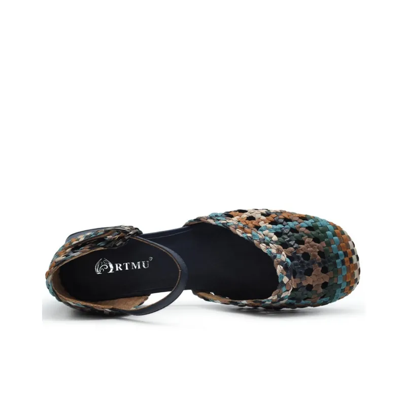ARTMU Chunky Heel High Heels Women's Blue-2