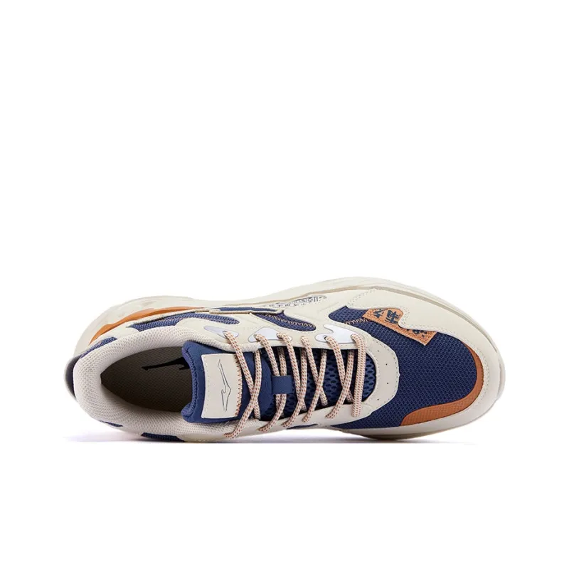 Erke Cushioning, Breathable, Lightweight Low Top Casual Shoes Men's Warm Linen Gray Ink Blue-2