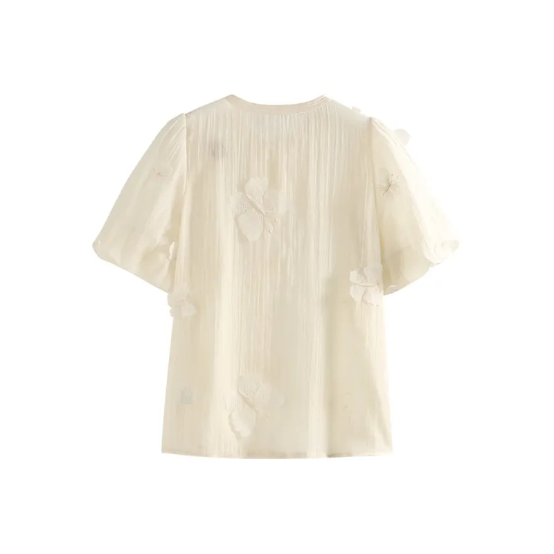 She Enjoys Chiffon Shirt Women's Milk White-1