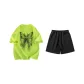 Clothing Set (Neon Green Short-Sleeved Shirt+Black Shorts)