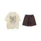 Set (Apricot Short-Sleeved+Coffee Shorts)