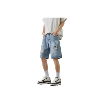 Menglaini Denim Shorts Unisex Blue
