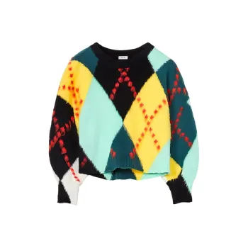 LOEWE SS22 Loose Fit Sweater Women's Green And Yellow