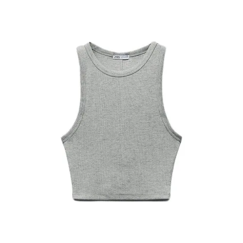 ZARA Tank Tops Women's Zebra estampill Gray