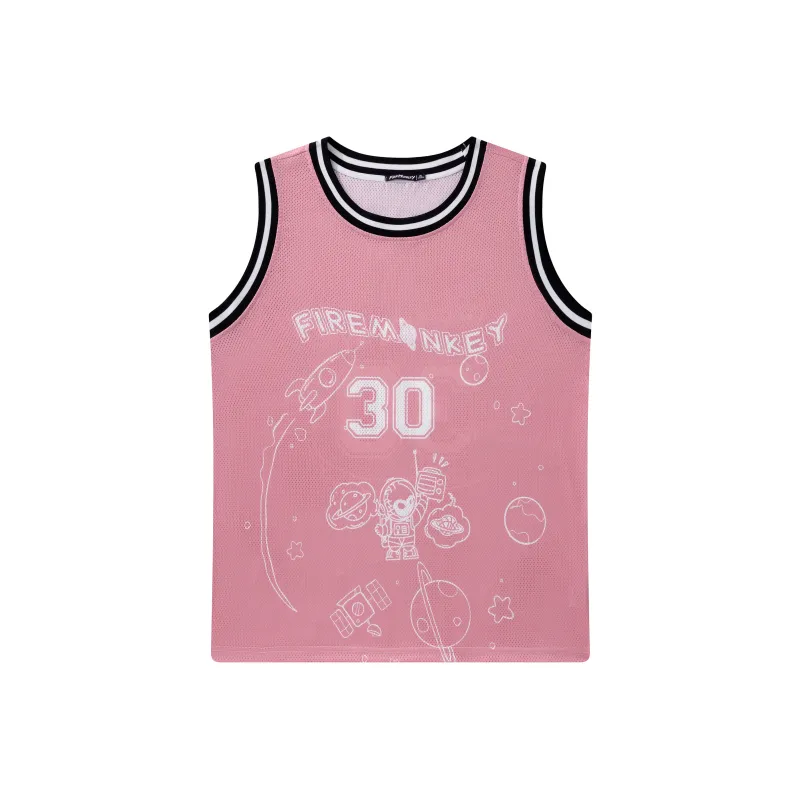 FireMonkey Basketball Jerseys Unisex Pink-7