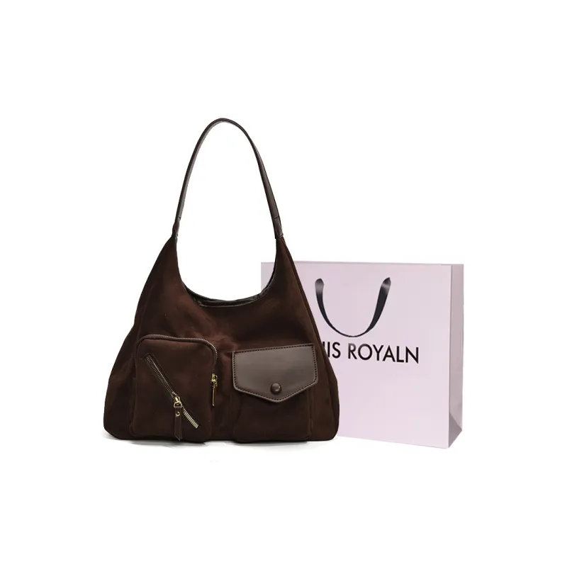 LOUIS ROYALN Suede Shoulder Bag Regular Women's Black/Green/Pink/Coffee-9