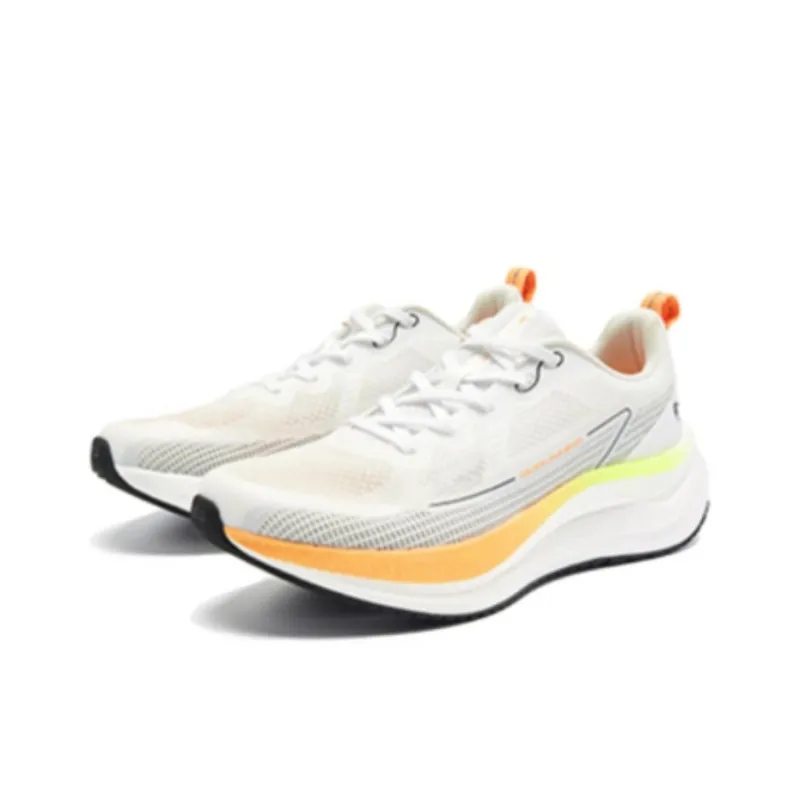 QIAODAN Cushioning, Breathable, Lightweight Low Top Casual Running Shoes Men's White Orange-2