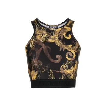 VERSACE JEANS Magazine-Printed Sleeveless Cropped Top