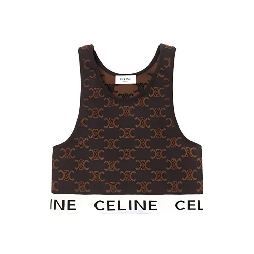CELINE SS23 Monogram Logo Sport Silk Bra Brown