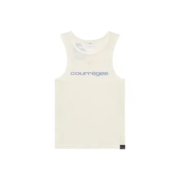 COURREGES Mesh panelled Logo Tank Top