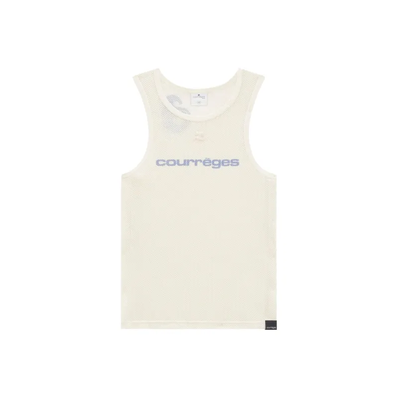 COURREGES Mesh panelled Logo Tank Top-0
