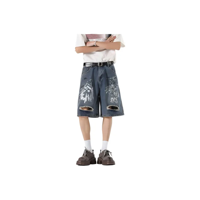 BEAR UNION Denim Shorts Unisex Dark Blue-0