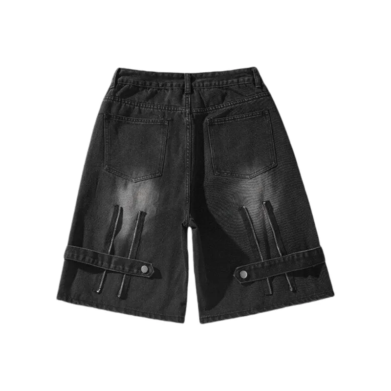 WARNING LIGHT Denim Shorts Unisex-3