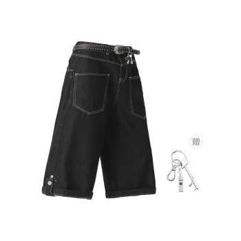 HOKLV Denim Shorts Unisex Original Denim Black Comes With Brand Charm