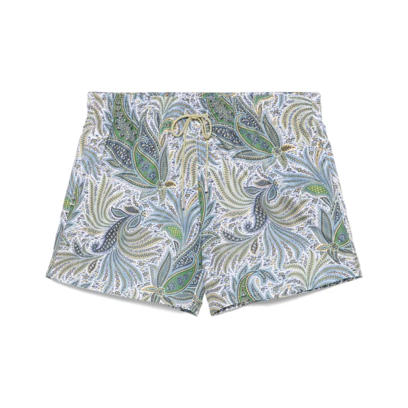 ETRO Leaf Printed Drawstring Swim Shorts-0