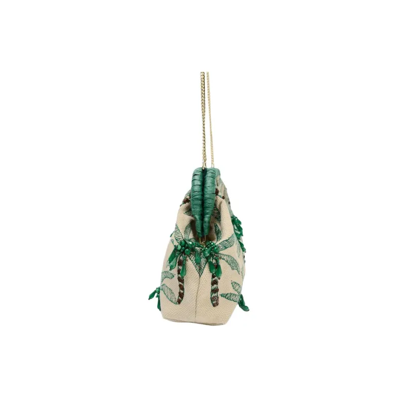 ZARA Cotton Shoulder Bag, Crossbody Bag, Handbag Women's Green-2