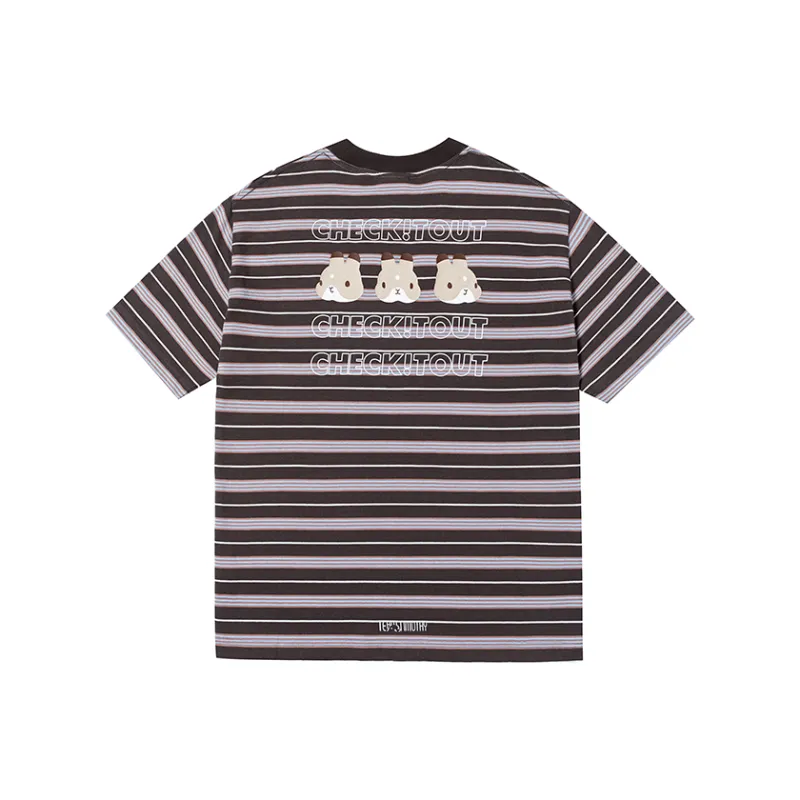 Checkitout T Shirts Unisex Tired Bunny Dark Gray/Blue/Coffee-5