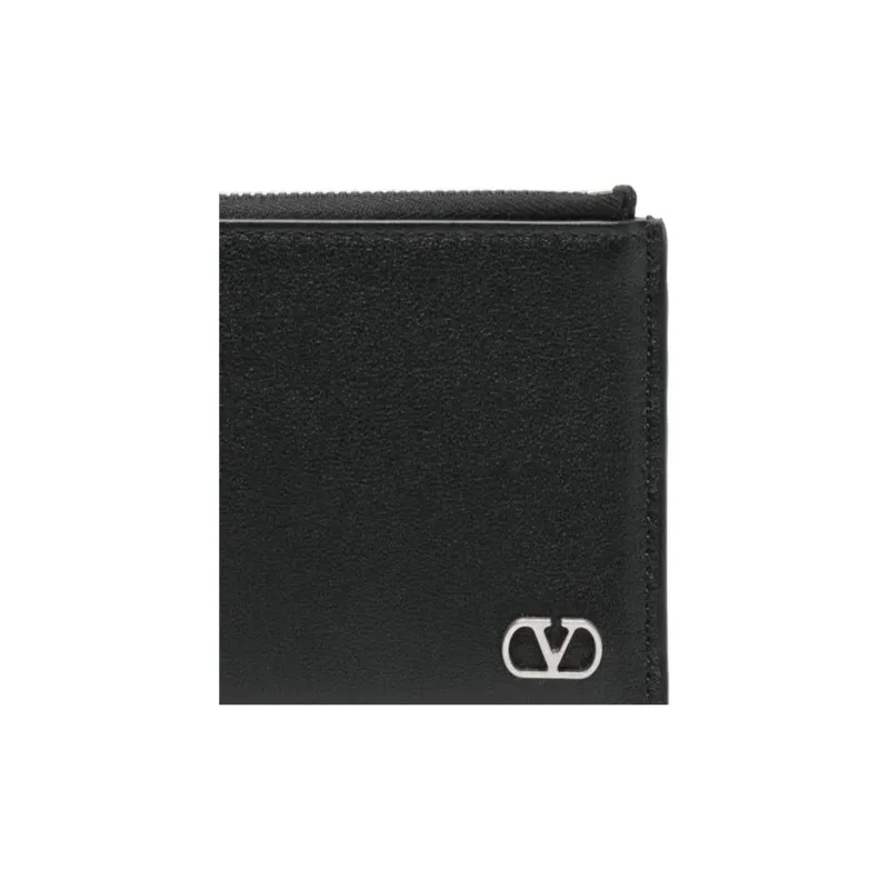 Valentino Leather Card Holder Men's Black-3