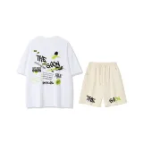 2 Pack (White Short-Sleeved+Apricot Shorts)