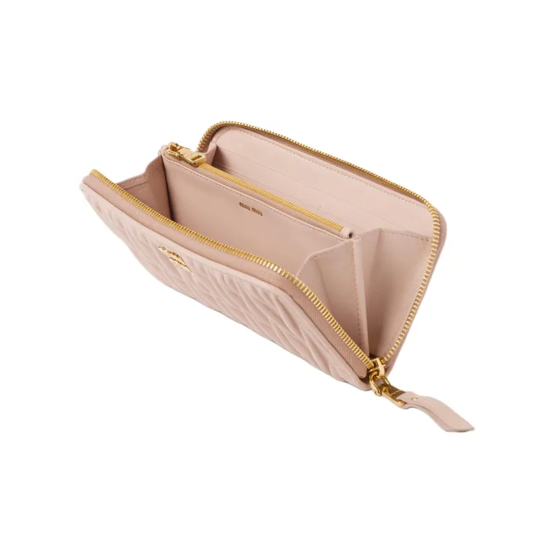 MIU MIU Matelassé Lambskin Wallet Large Size Women's Pink-2