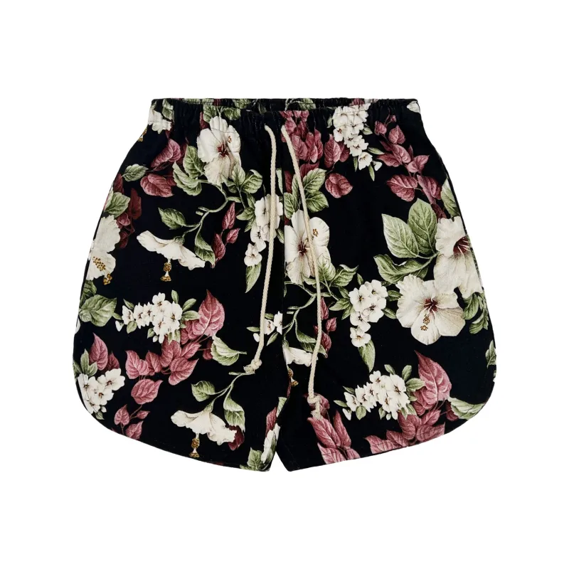 JUNGLE GURL Casual Vacation Travel Shorts Unisex Black-0