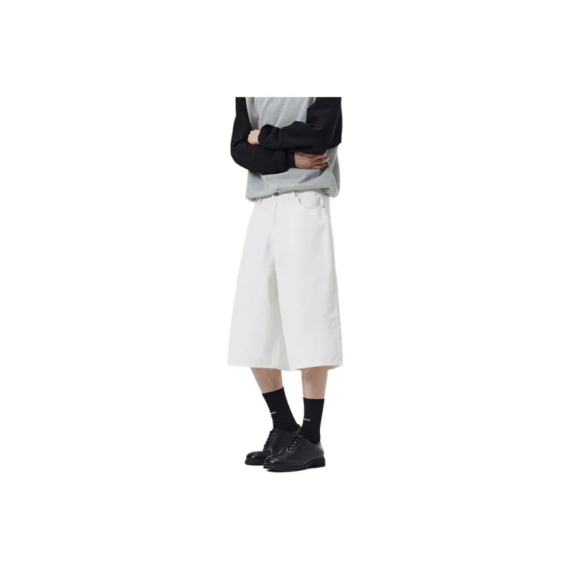 Menglaini Denim Shorts Unisex Ecru-0