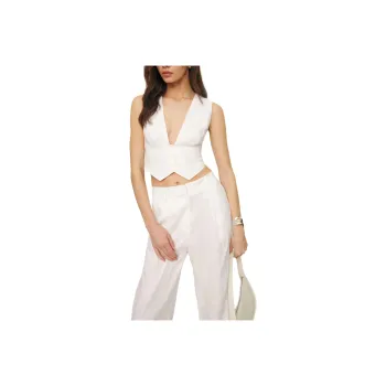 REFORMATION Sofia Cropped Linen Vest