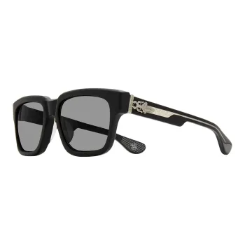 Chrome Hearts Plate Frame Silver Rectangular Sunglasses Unisex Black