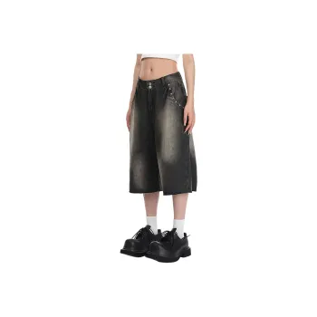 NEVER RULE Denim Shorts Unisex Black