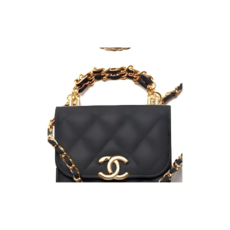 CHANEL 22K Autumn And Winter Litchi Cow Leather Flap Bag Crossbody One Shoulder Handbag Women's Black-1