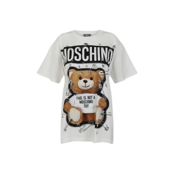 MOSCHINO Women's Bear Print Cotton T Shirt White