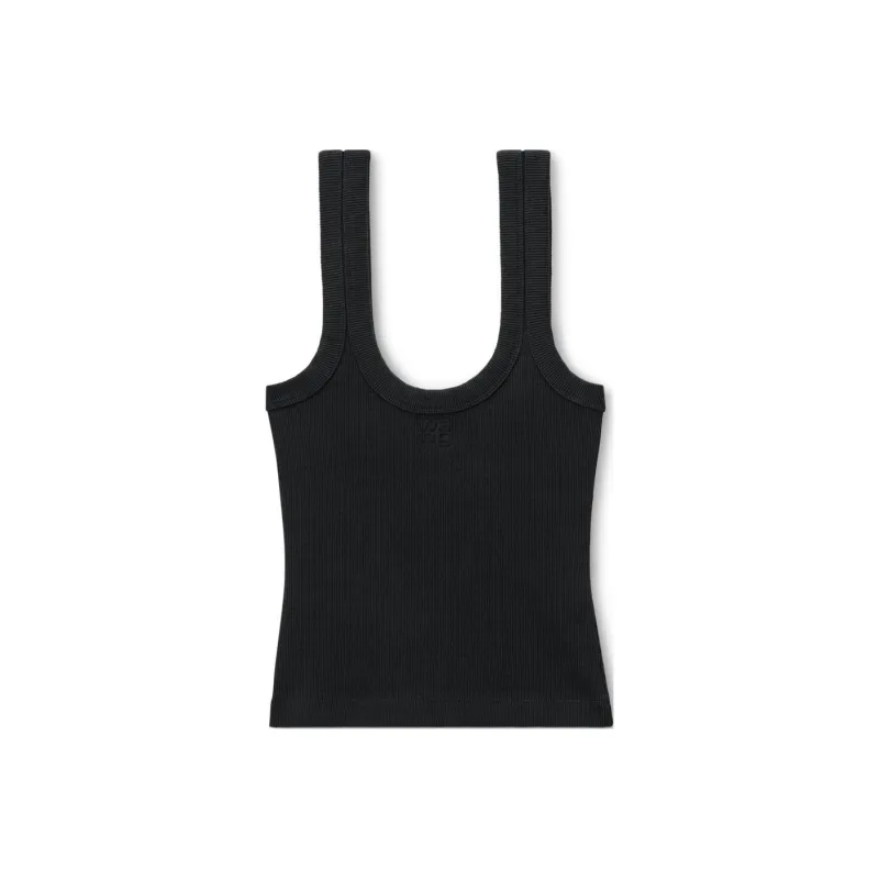 Alexander Wang Logo Embossed Fine Ribbed Tank Top-0