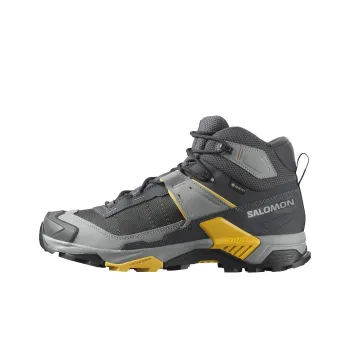 SALOMON X ULTRA 5 Shock Absorbers With Slip Resistant Features Mid Top Hiking Shoes Men's Gray Yellow