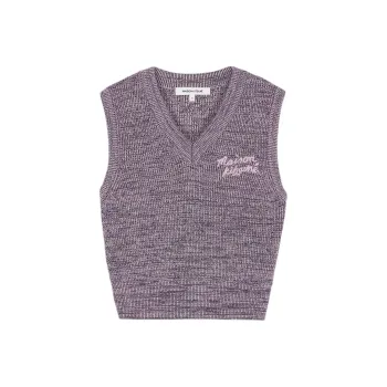 Maison Kitsune Handwriting Logo embroidered Knitted Vest