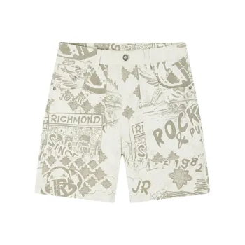JOHN RICHMOND SS25 Denim Shorts Men's Raw White Letter