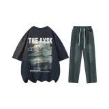 Clothing Set (Dark Blue Top+Vintage Blue Pants)