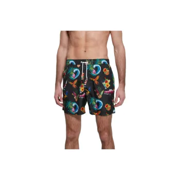 GUESS Eco Hawaii Woven Swim Trunks Casual Shorts Men's Black