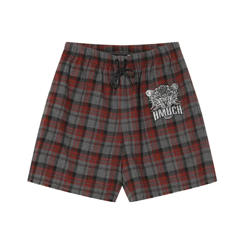 TCH Casual Shorts Men Red Plaid-0