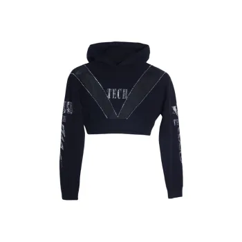 TCH Crop Tops Women's Black With Silver Logo